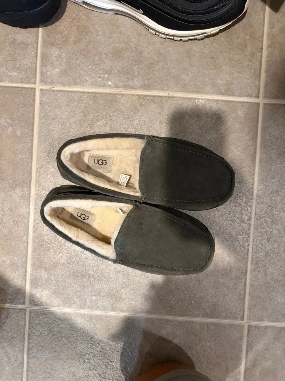 UGG Men's Dark Grey Suede Slip-On Moccasin